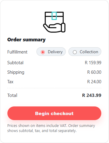 Checkout delivery and collection options